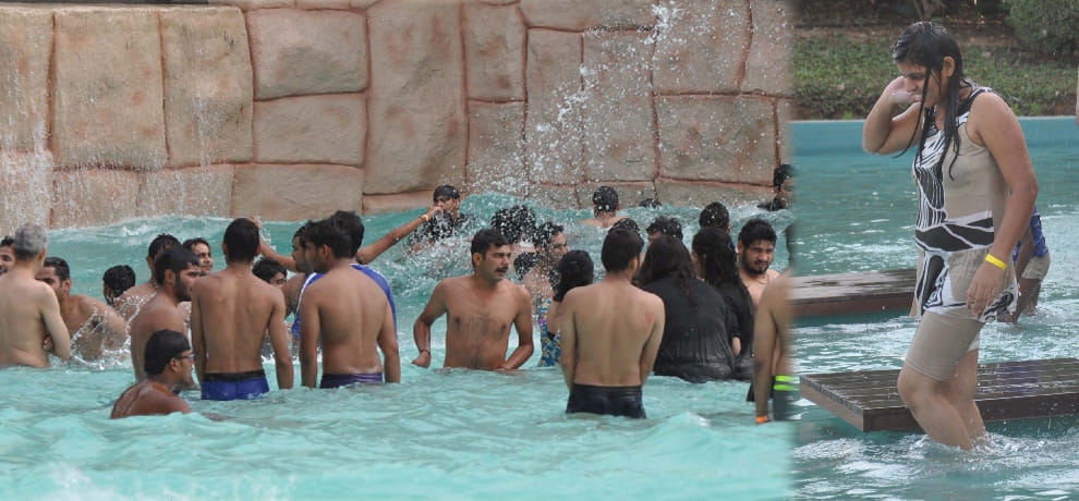 water crisis and people enjoying in water parks in gurgaon  