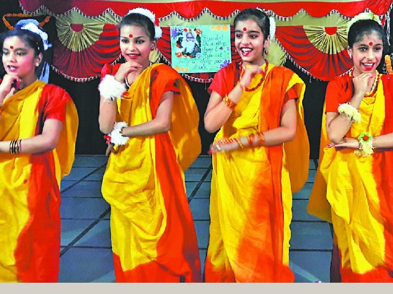 DAV School, Tagore birthday, baby, Bengali dance, Patiala