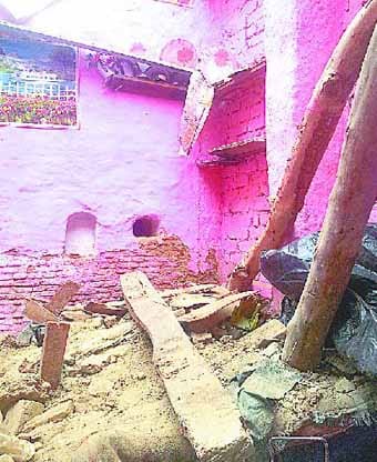 Children trapped in the ceiling from falling debris, stirred
