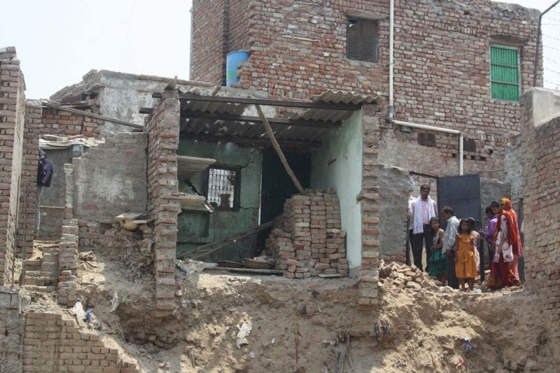 Part of the houses demolished mound in Hanuman