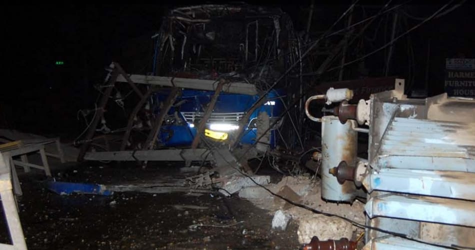 bus fire on derabassi