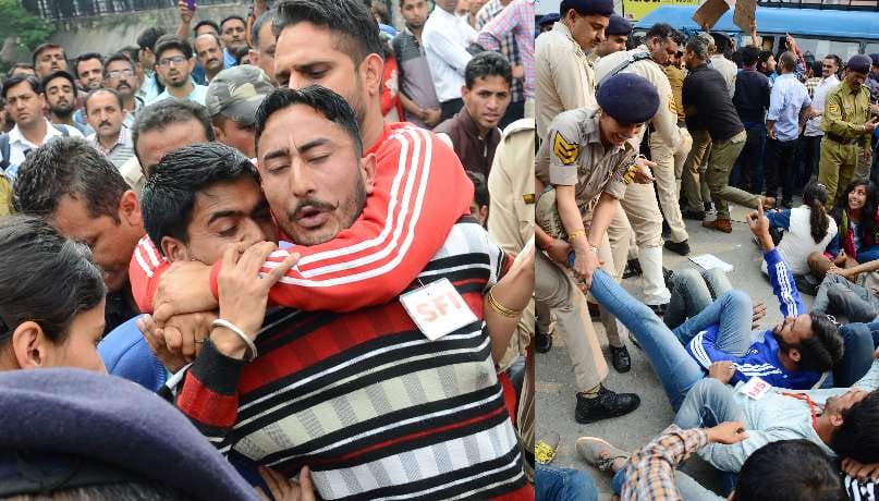 sfi protest at scandal point shimla