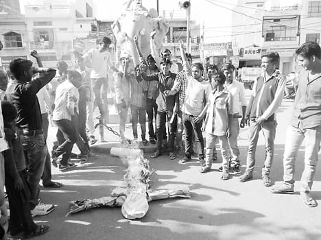 Kerala burnt effigies of