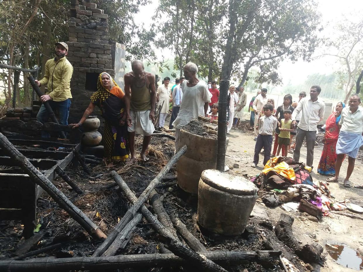 three huts turn to ashes