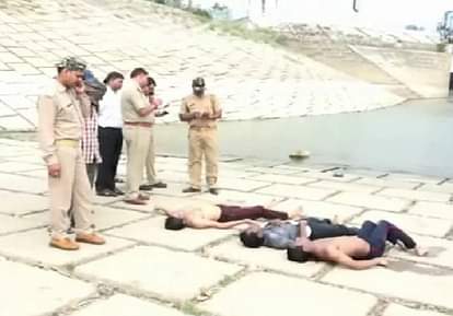 Three students immersed in the Ganga barrage in Kanpur