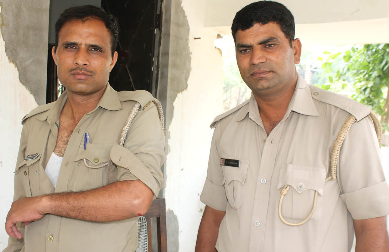 Settling assaulting police uniform opened