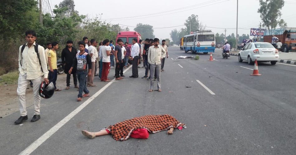family died in accident, man lady and child died in accident, panipat accident