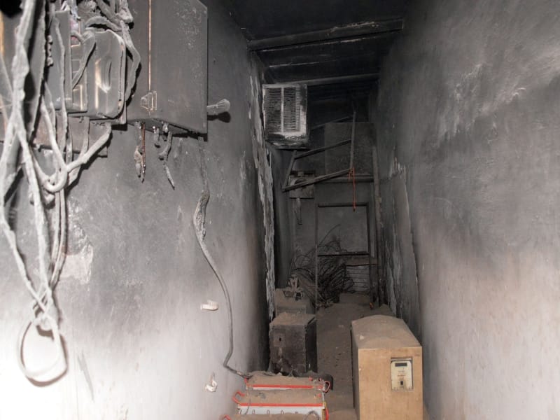 fire in cabin of petrol pump