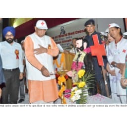 red cross state level program in ambala, haryana governor solanki reached red cross program  ambala