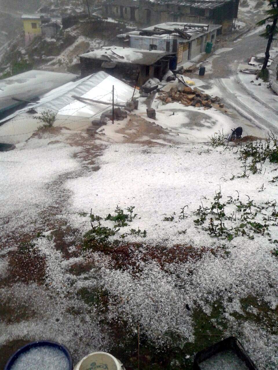 hailstone in uttarakhand hill area.