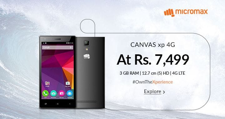 Micromax Canvas XP 4G with 5-inch HD screen, 3 GB RAM launched at Rs 7,499