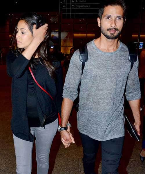 Shahid and Meera with baby bump returning from maldives