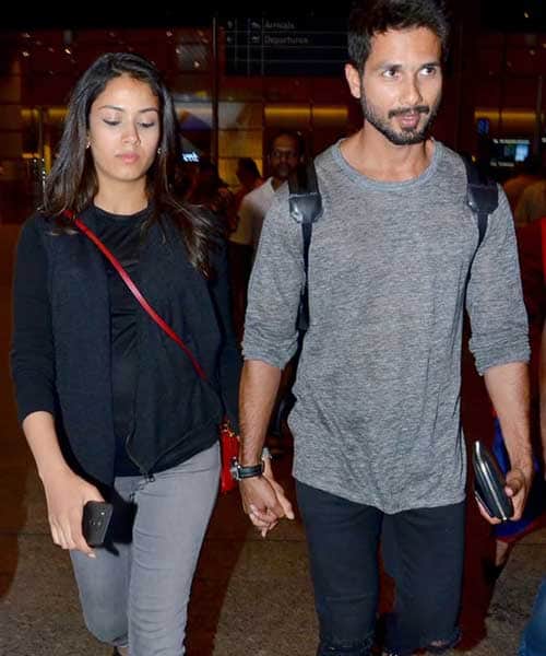 Shahid and Meera with baby bump returning from maldives