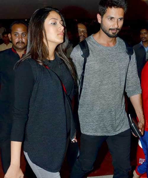 Shahid and Meera with baby bump returning from maldives