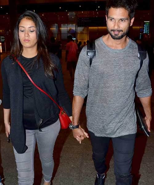 Shahid and Meera with baby bump returning from maldives