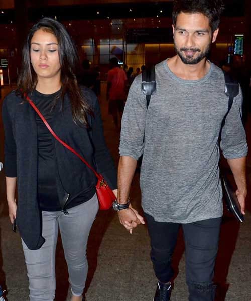 Shahid and Meera with baby bump returning from maldives