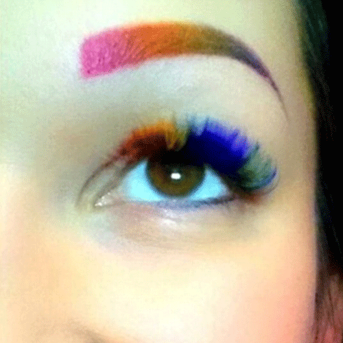 rainbow eyelashes is the new fashionable trend in girls