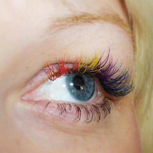 rainbow eyelashes is the new fashionable trend in girls