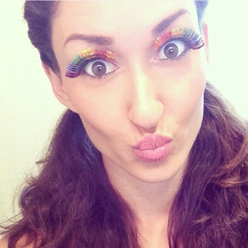 rainbow eyelashes is the new fashionable trend in girls
