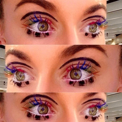 rainbow eyelashes is the new fashionable trend in girls