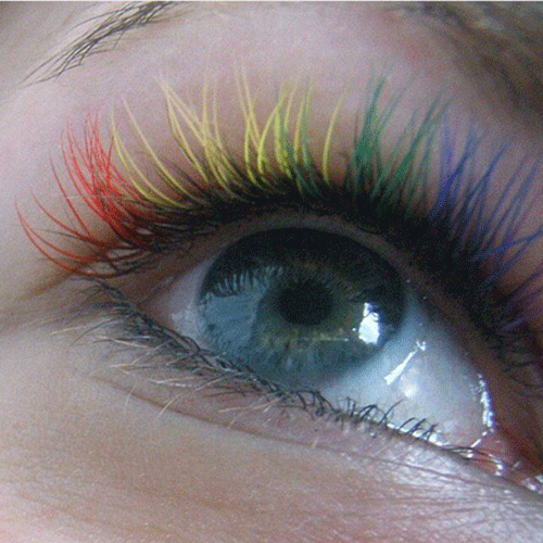 rainbow eyelashes is the new fashionable trend in girls