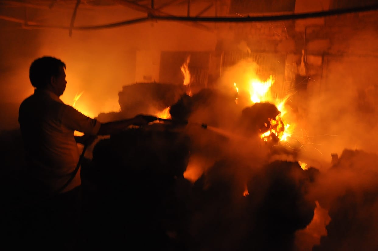 fire in cotton godown