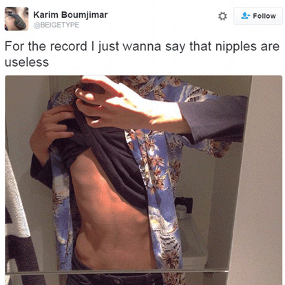 artist is selling ear rings made up of his nipples
