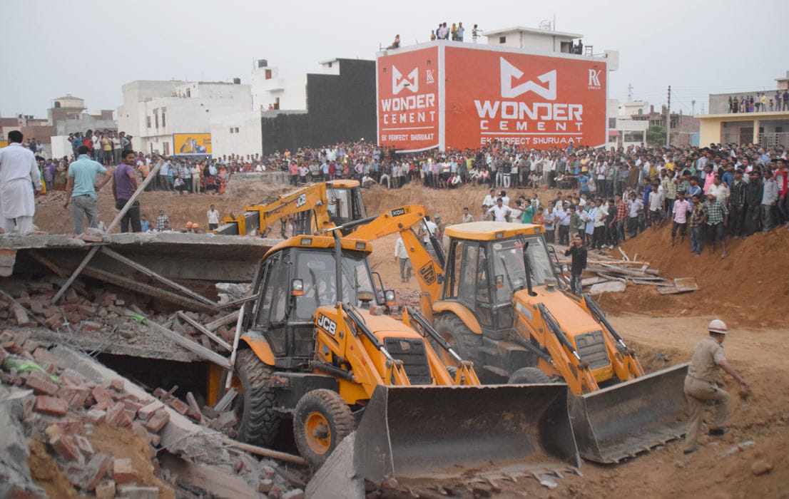 under construction three-storey building demolished in Merrut.