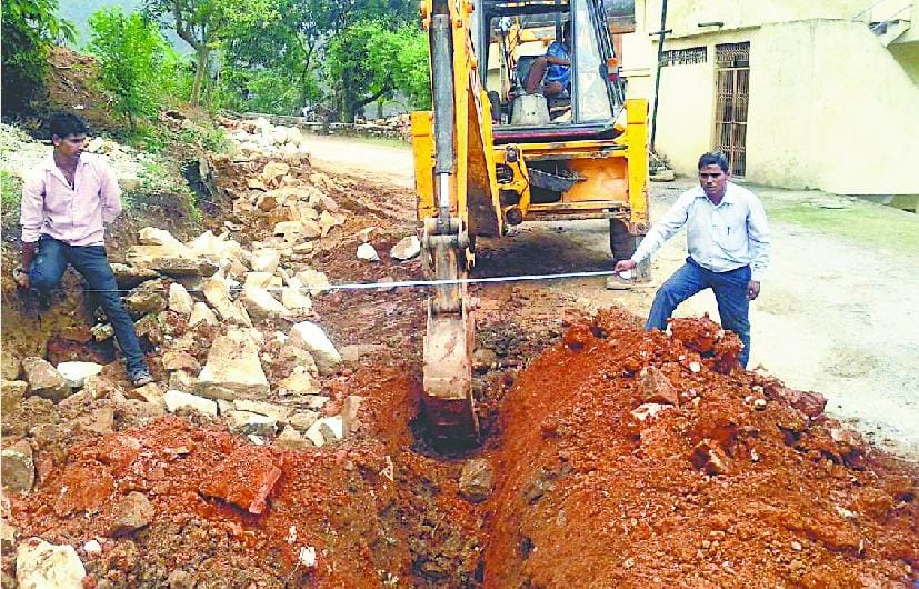 JCB dug the road