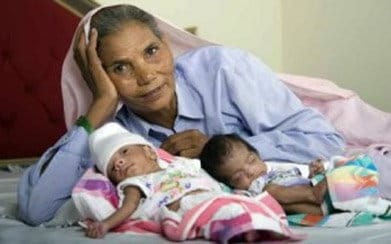 mothers in india, wo gave birth child in old age by IVF technique