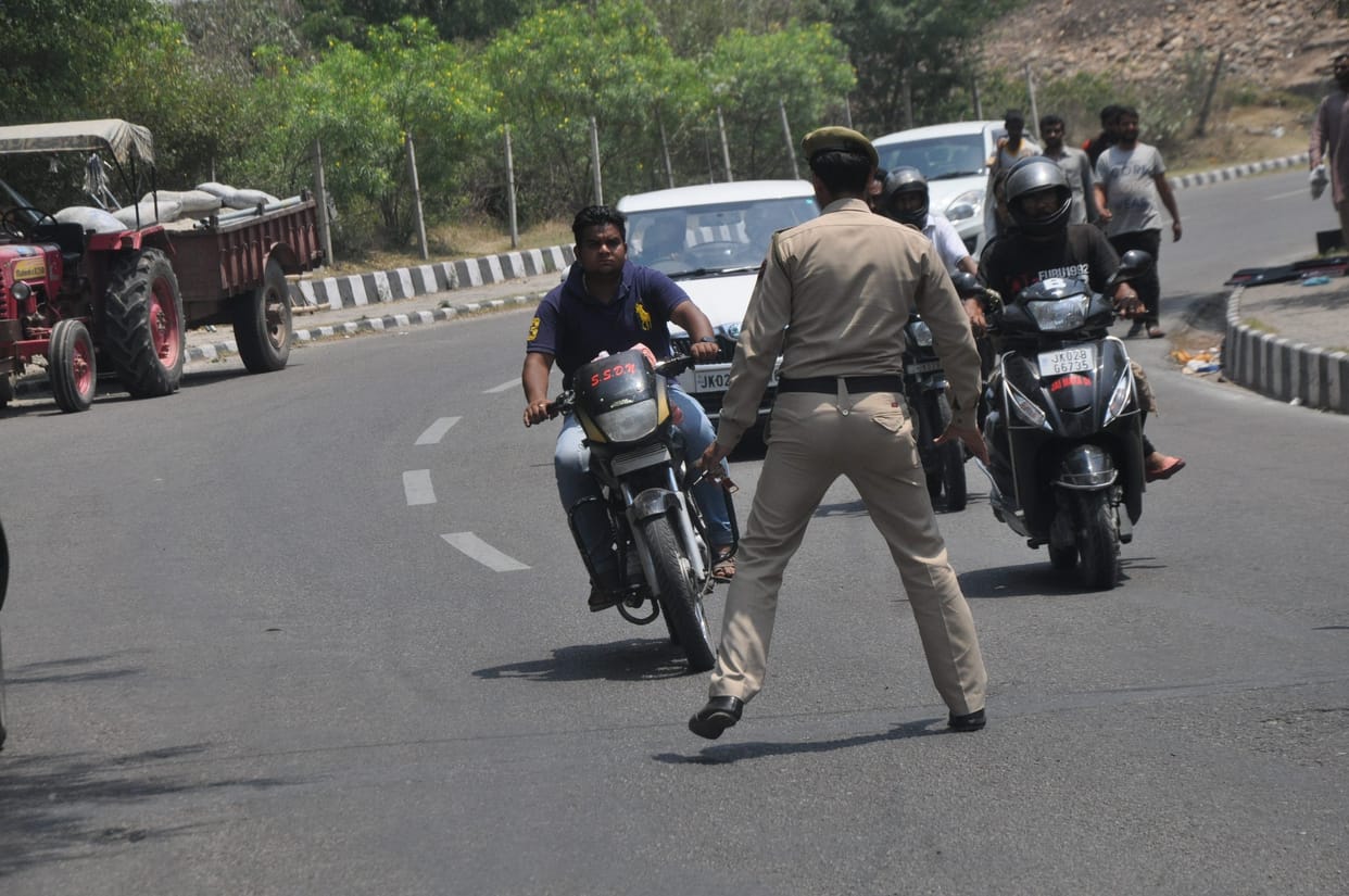 traffic police checking in jammu