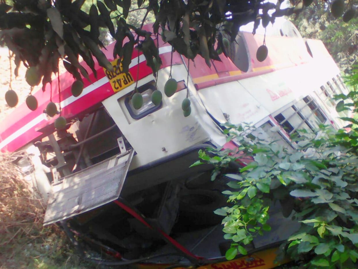 Roadways bus fell into a ravine, survived passenger