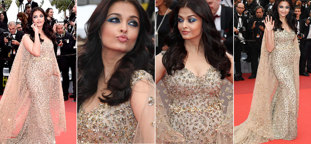 Aishwarya in Golden Dress in Cannes Film Festival
