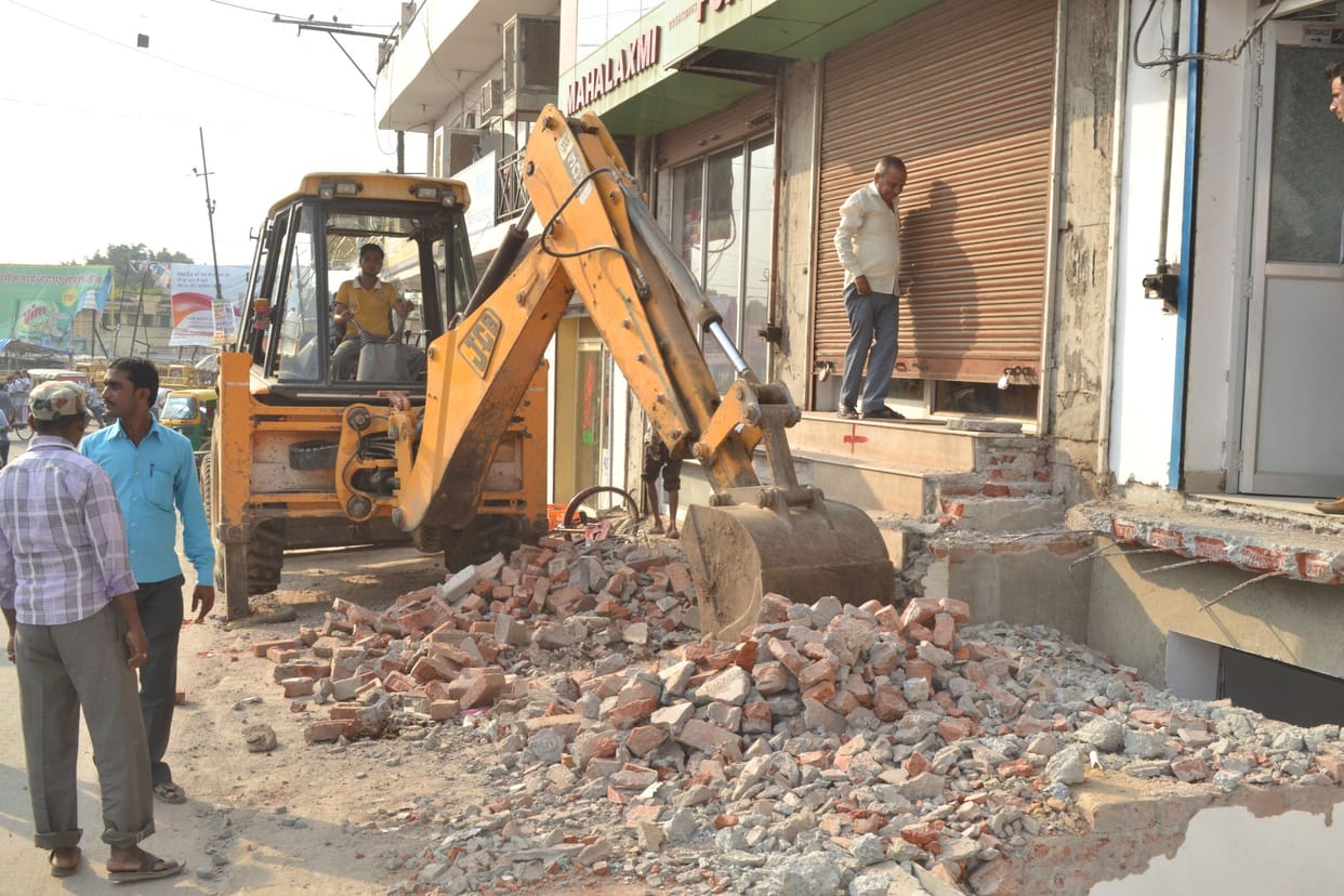 jcb demolished encrochment
