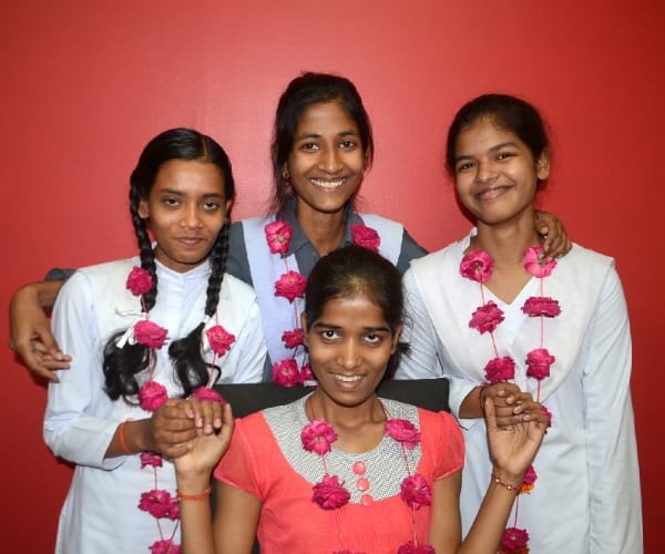 UP Board Exam toppers in Amar Ujala office.