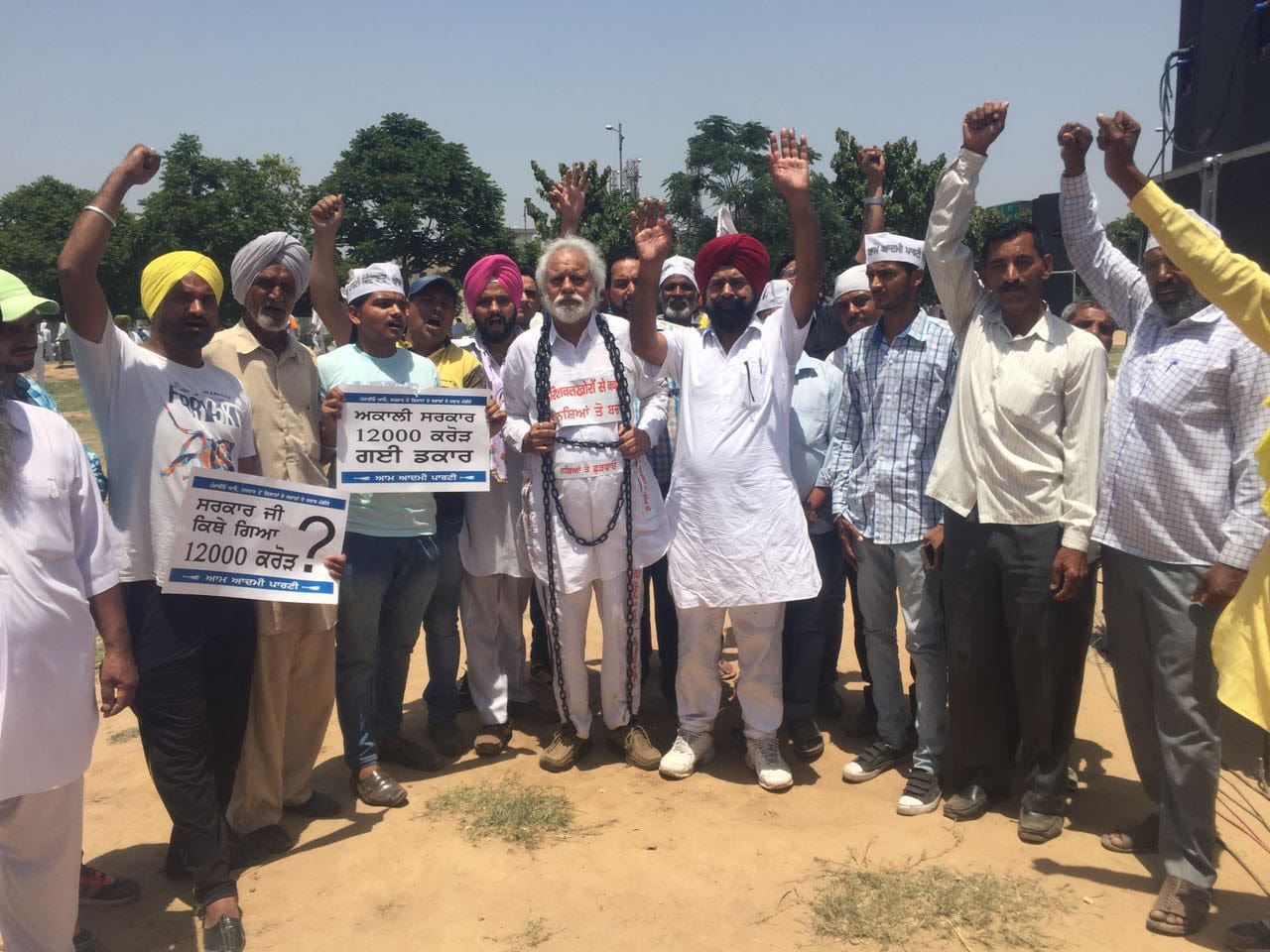 aap rally in mohali, aam admi party rally, aap rally, aap protest, mohali, punjab