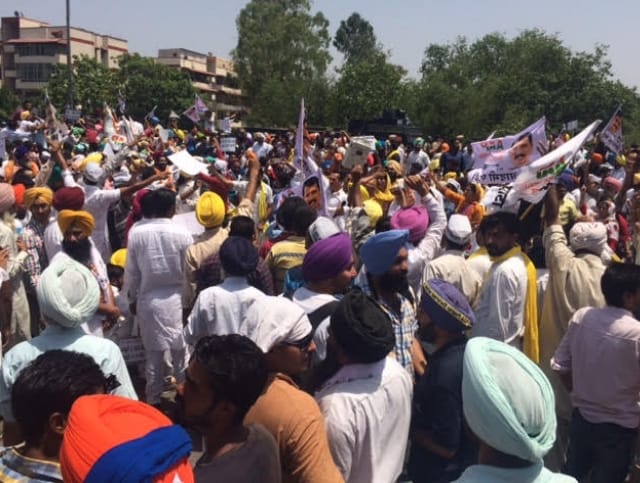 aap rally in mohali, aam admi party rally, aap rally, aap protest, mohali, punjab