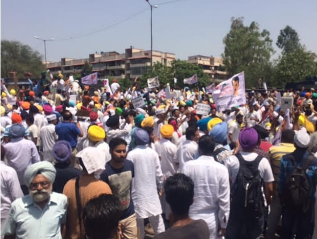 aap rally in mohali, aam admi party rally, aap rally, aap protest, mohali, punjab