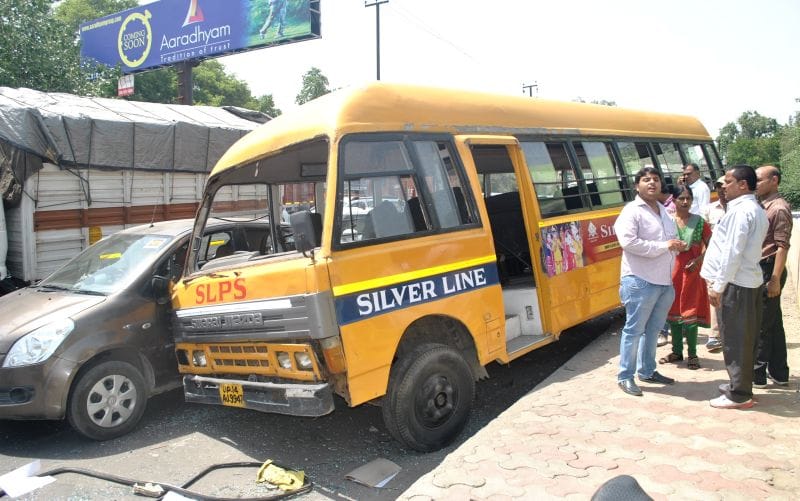 School bus collision killed two cars, jams