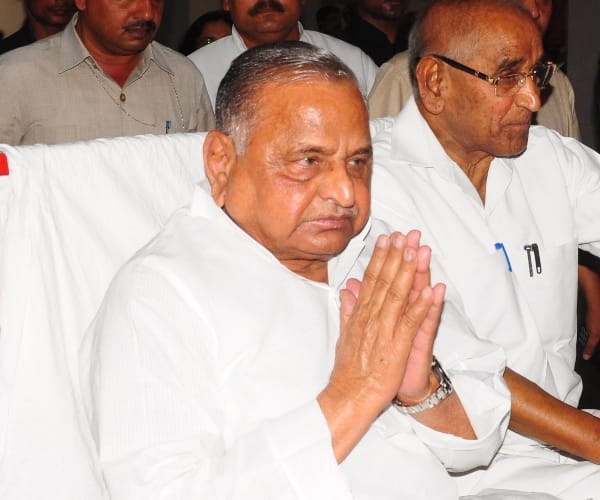  Mulayam Singh Yadav addresses people in Lucknow.