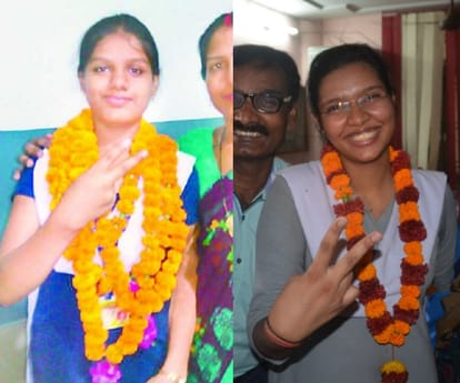 Toppers of UP Board in Lucknow.