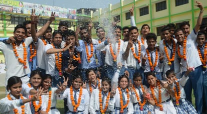 Toppers of UP Board in Lucknow.