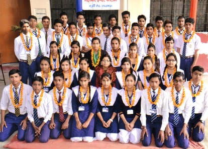 Toppers of UP Board in Lucknow.