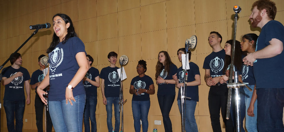 Yale University band perform in Amity.
