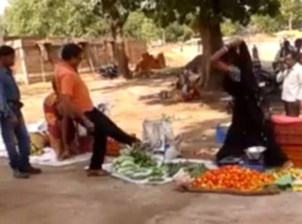 BJP Leader Caught on Camera Abhilash Tiwari KICKS Vegetables 
