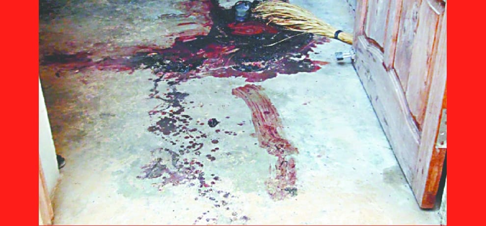 pregnant wife of ex surpanch was killed with sharp weapons 