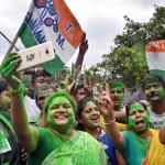 tmc and AIADMK supporters celibrate