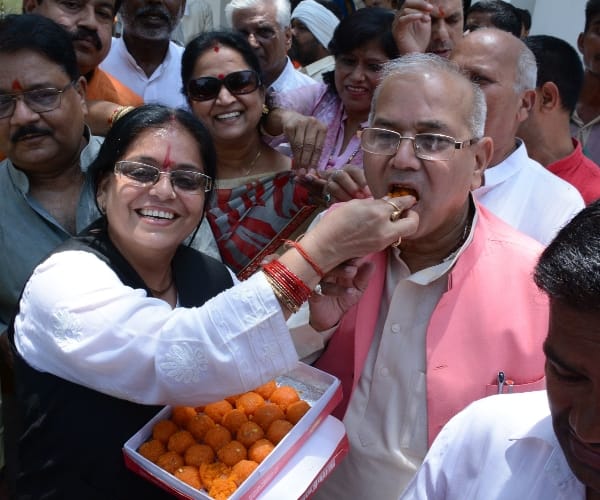 UP BJP celebrates Asam victory.