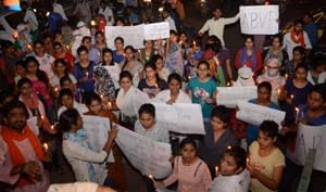 Removing candle march and demonstration at the Collectorate
