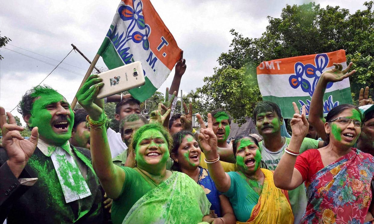 tmc and AIADMK supporters celibrate